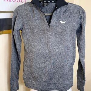 PINK Victoria's Secret Heathered Gray Quarter-Zip Pullover